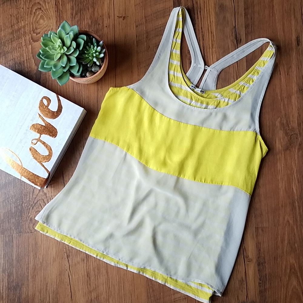 Express Bright Yellow Double Layer Tank Top Small
